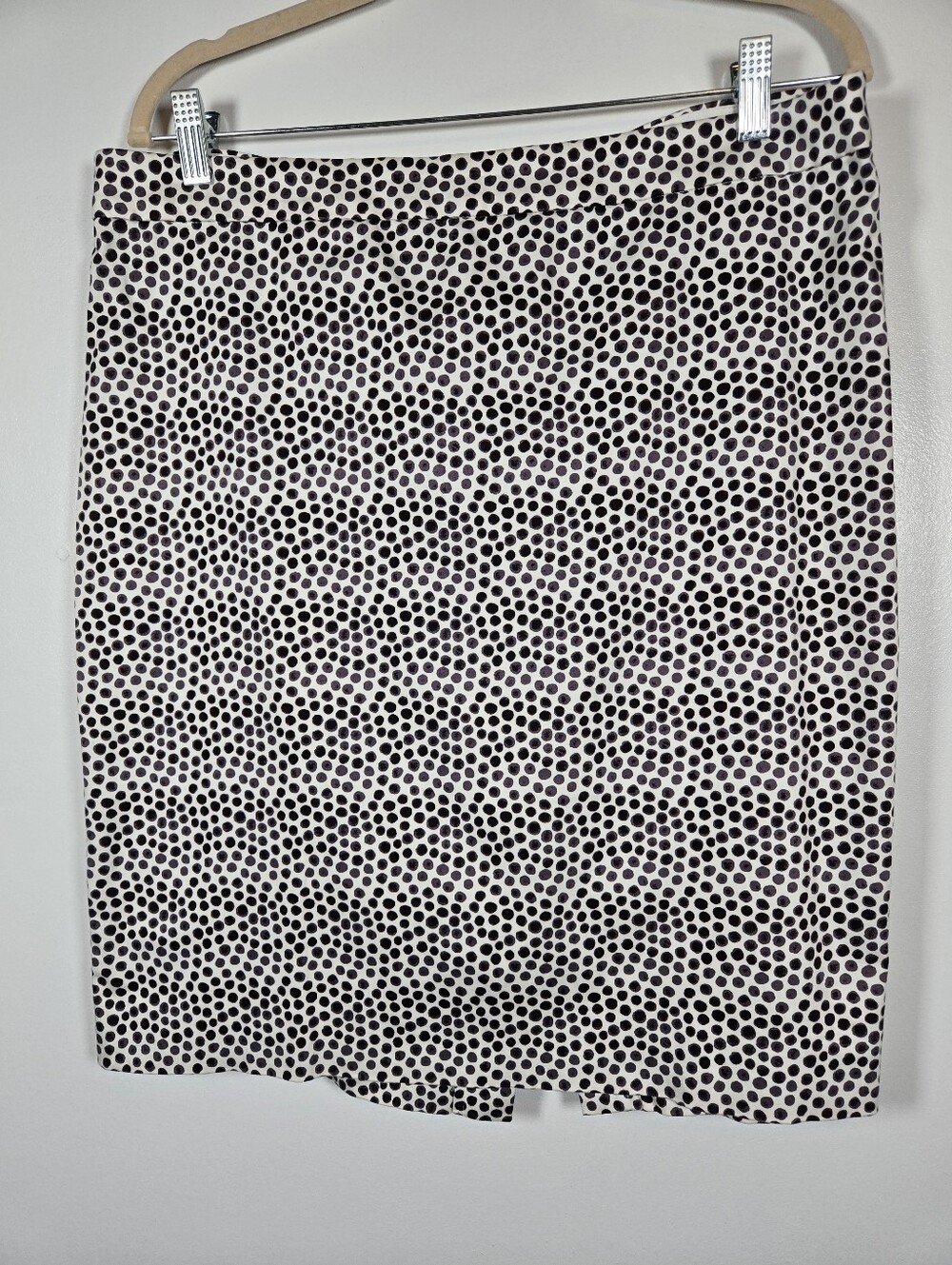 J. Crew The Pencil Skirt White Black Spotted Cotton Stretch Size 14